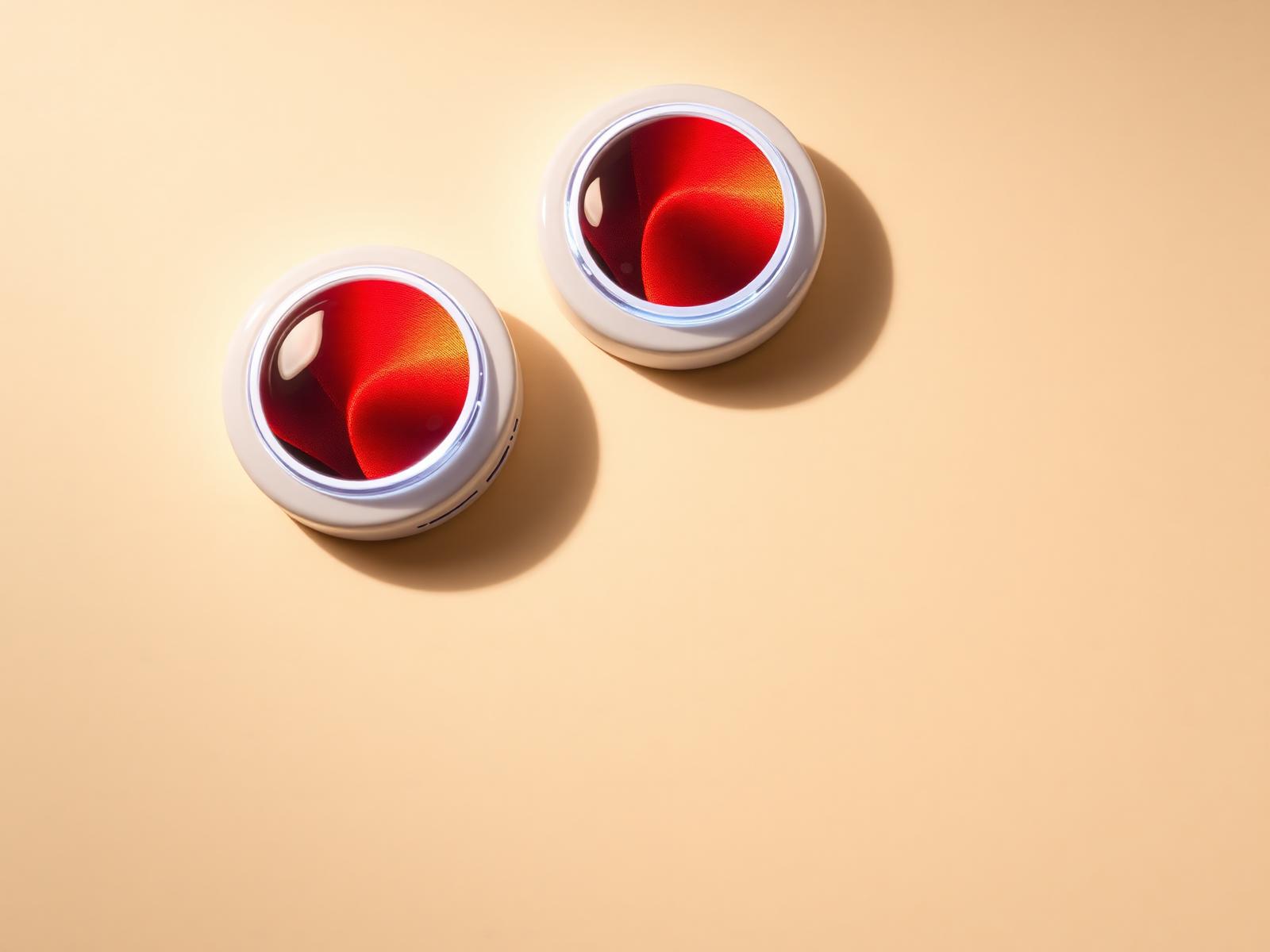 An arrangement of round convex Rodela displays in team colors